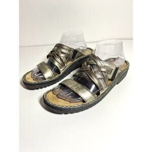Naot EUC Metallic Bronze Leather Woven Slip On Sandal Shoes Travel 40 9-9.5 US